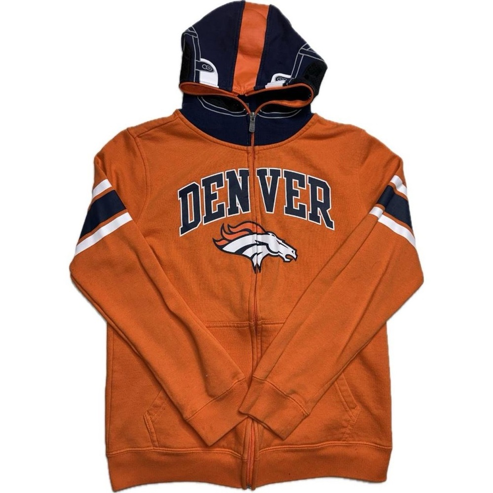 Denver Broncos Sweatshirt NFL Apparel Youth Large 14/16 Navy Blue Orange White
